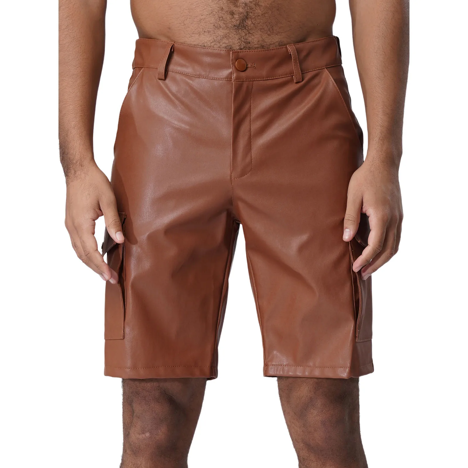 شورت ركوب الخيل الحديث للرجال مصنوع من الجلد الصناعي المتين بجيوب متعددة، مثالي لمغامرات العطلات