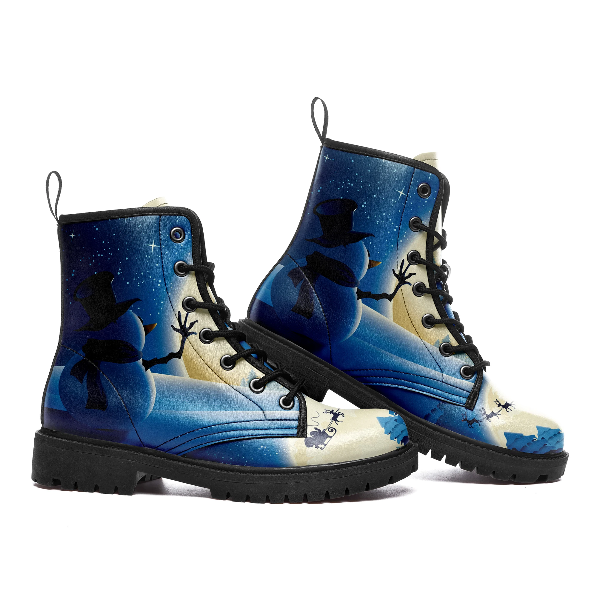 Dropshipping Print On Demand Men Women Custom Print POD Boots Christmas Xmas design High Top Boots Free Shipping