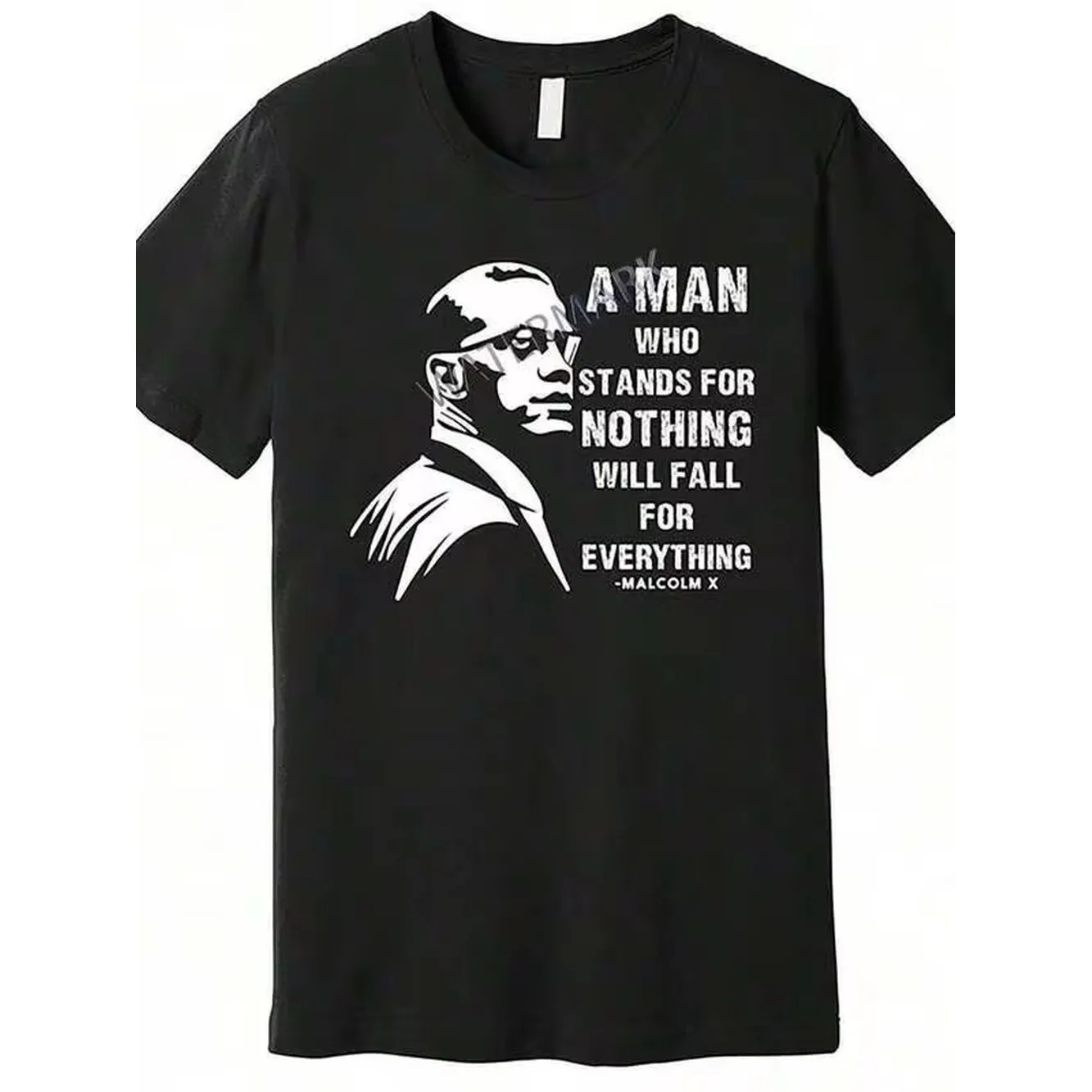 1pc Malcolm X Inspirational Quote T-Shirt - Men's Casual Crew Neck Short Sleeve Tee, 100% Cotton, Medium Stretch, Solid Black, Regular Fit, 220g/M2