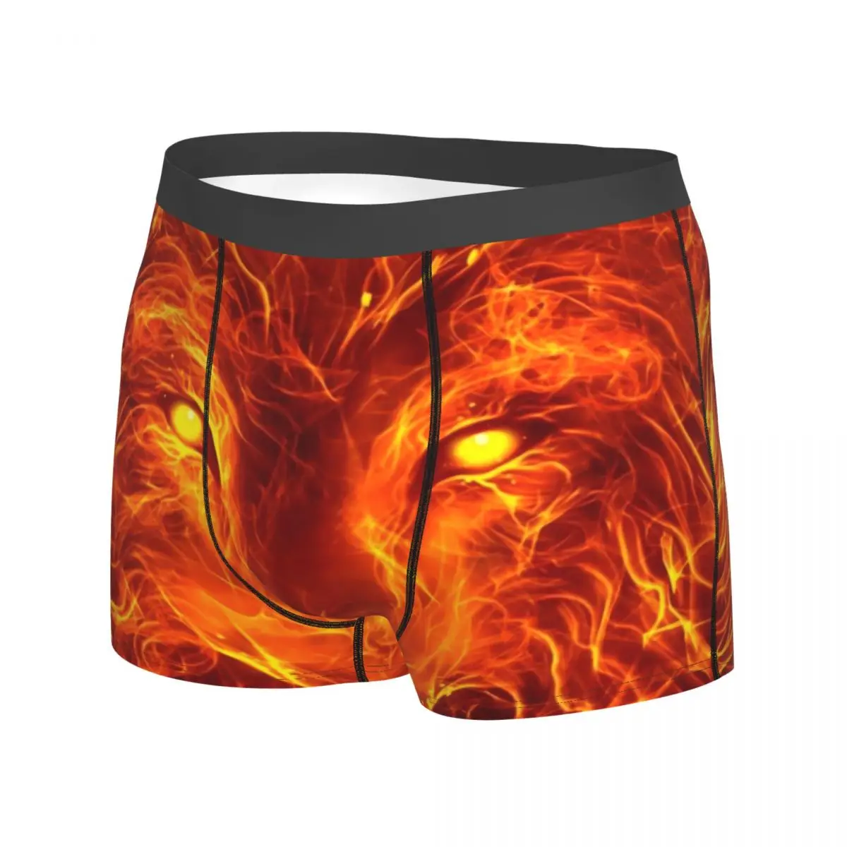 Fire Wolf Head Underwear Abstract Animal Printed Trunk Hot Man Underpants Comfortable Shorts Briefs Birthday Present