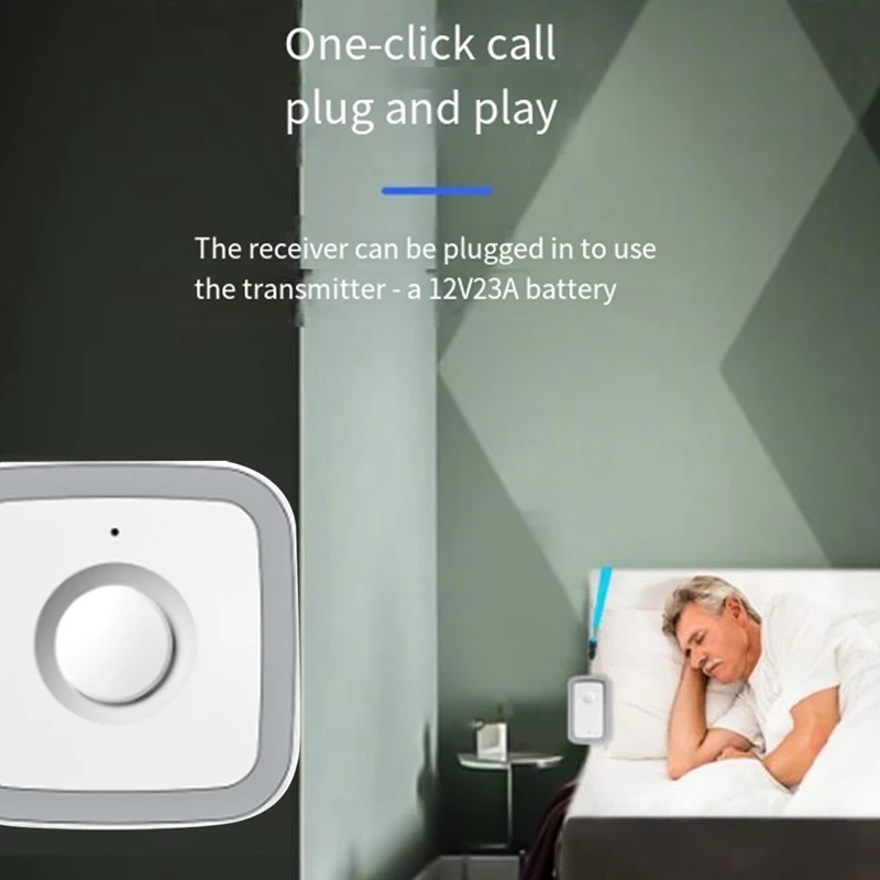 Call Button Pager Wireless Door Bells Wireless Pager 5 Gear 300M For /Elderly/Patient/Disabled/Pregnant Woman