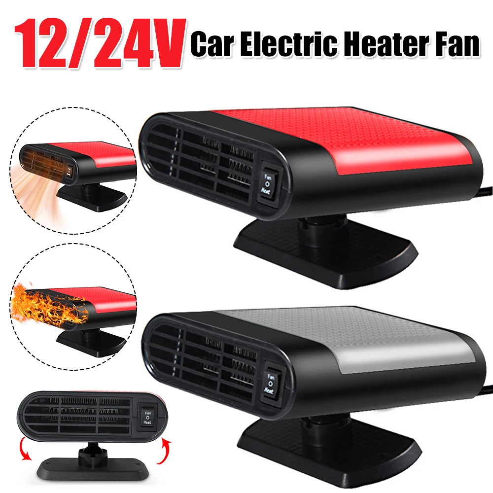 

Портативный автомобильный электрический обогреватель 12/24 В, вращающийся на 360 градусов, 1200 Вт, автоматический размораживатель лобового стекла, размораживание, нагревательный вентилятор