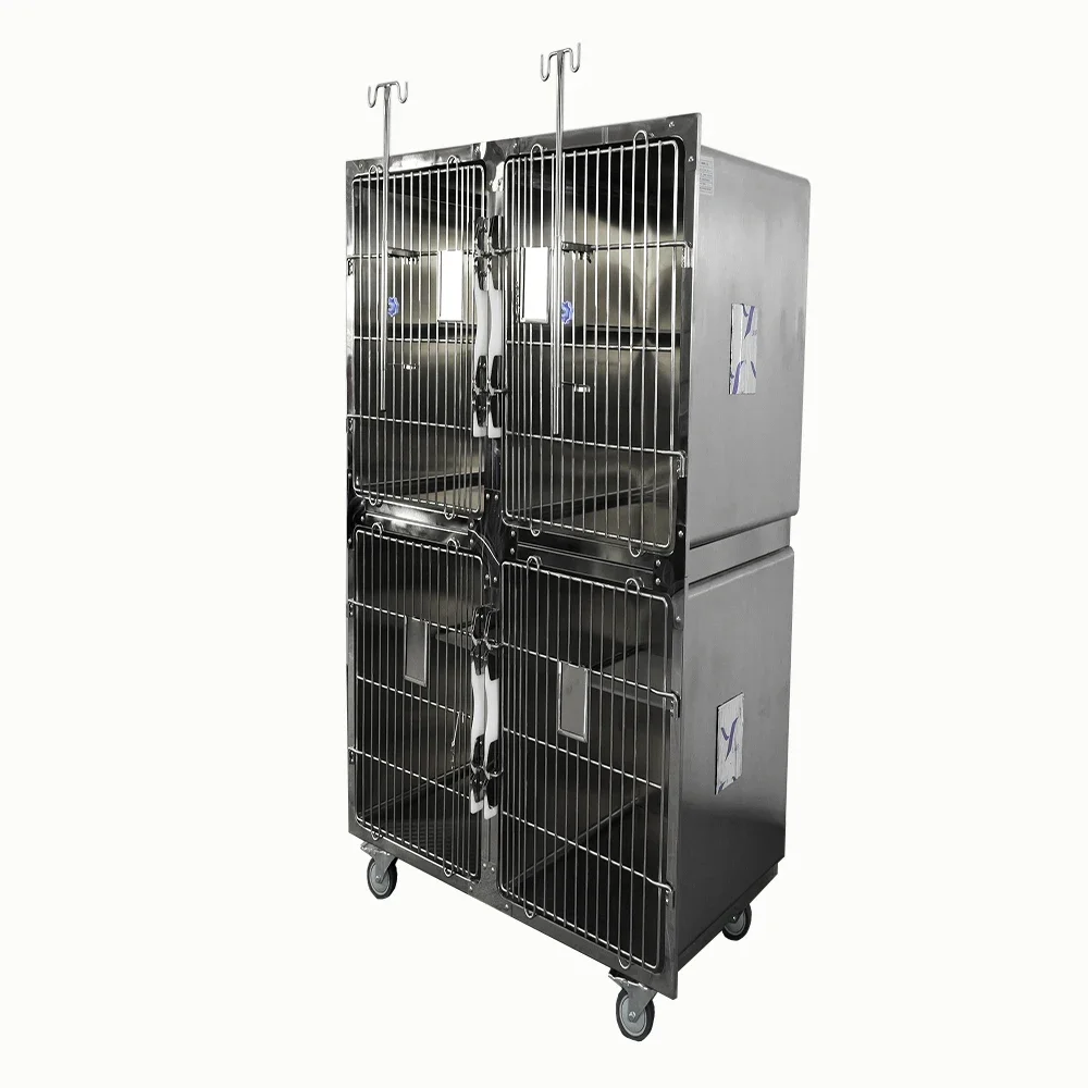 

China Factory Supplies 4/5 Doors 304 Stainless Steel Material Pet Cage Dog Cat Care Cage For Animal Hospital Clinic