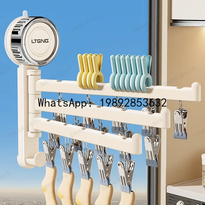 

suction cup foldable sock drying rack - rotating balcony sock dryer for home use