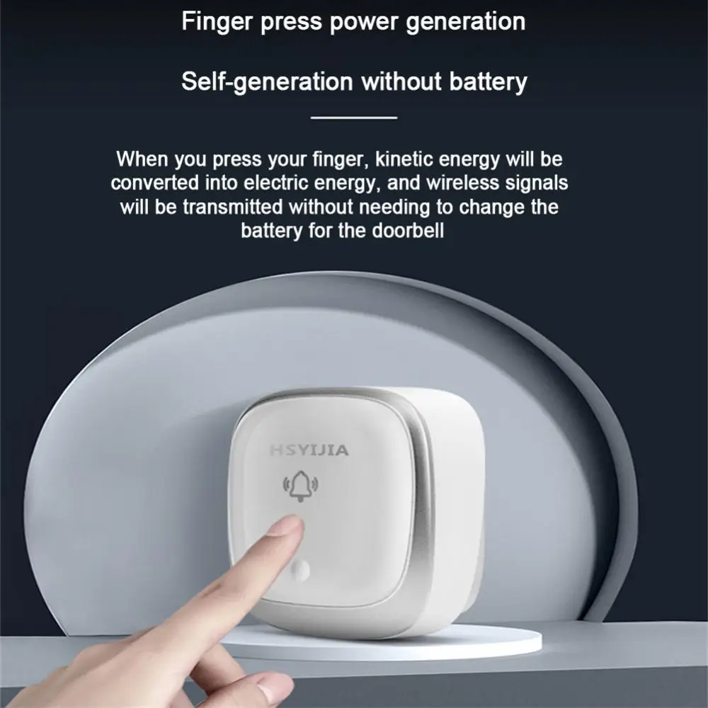 Timbre con sonido autoeléctrico, timbre automático inalámbrico seguro de plata o oro, buscapersonas inteligente para personas mayores, llamador inteligente