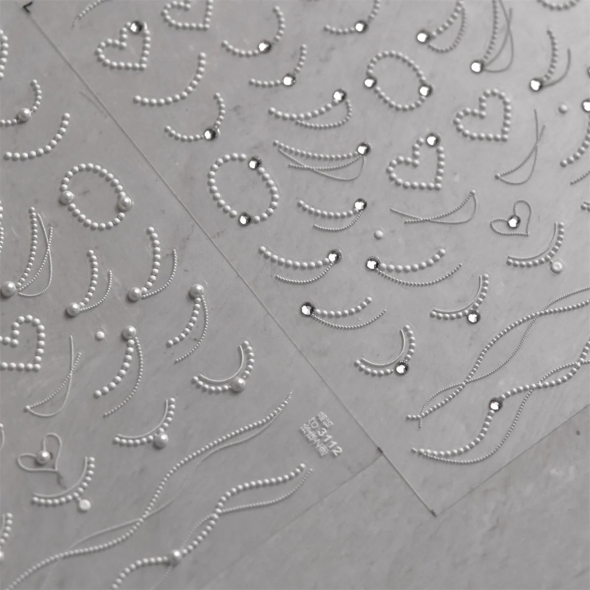 1 Stuks 5d Parel Kant Golfketting Nail Art Stickers Wit Elegante Prachtige Nagel Decoratie Decals Diy Zelfklevende Overdracht Slider