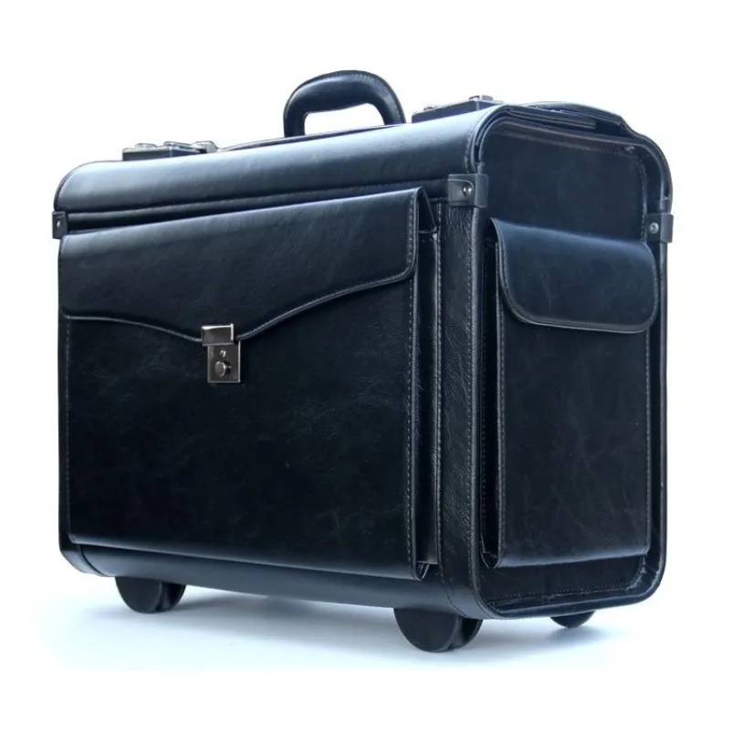 Hard Shell Aviation Trolley Flight Case Portable Business Travel Suitcase Hand‑held Luggage for Men Business Trip Use