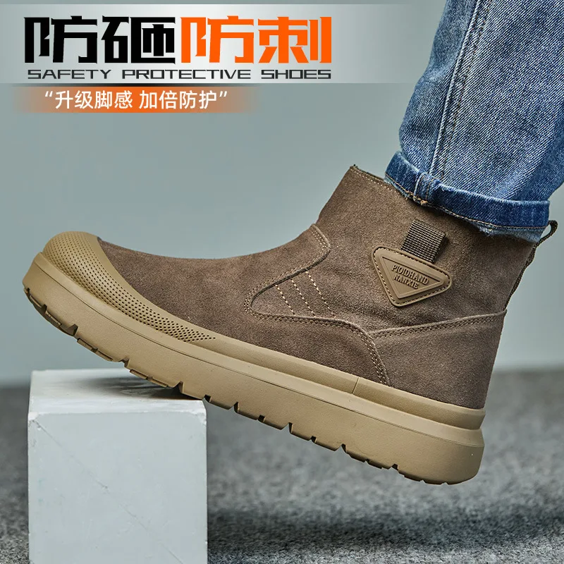 High-top Labor Insurance Shoes Anti-smash and Stab-proof Construction Site Work Fleece Welder Refractory Four-season Models