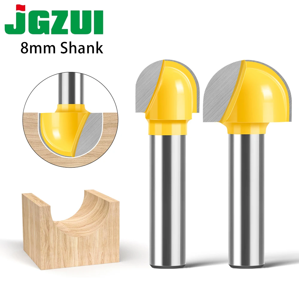 JGZUI 8mm Schaft Rundbodenfräser für Holz, Bogenförmige Nutfräser für Innenhohlräume, Graviermaschinen-Fräser