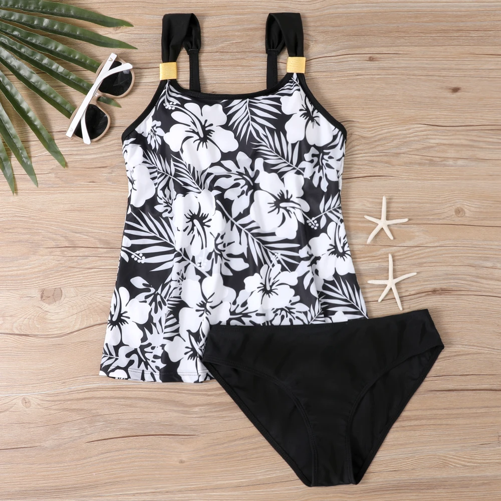 2023 neue Sommer Damen Sexy Tankini Zwei Stück Badeanzug Hohe Taille Neue Design Druck Bademode frauen Hohe Taille Badeanzug