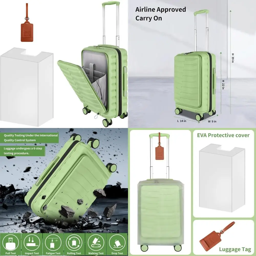 

Компактный 20-дюймовый твердый чемодан-спиннер из АБС-пластика + ПК, ручная кладь, одобренный авиакомпанией, с передним карманом, прочный небольшой дорожный чемодан