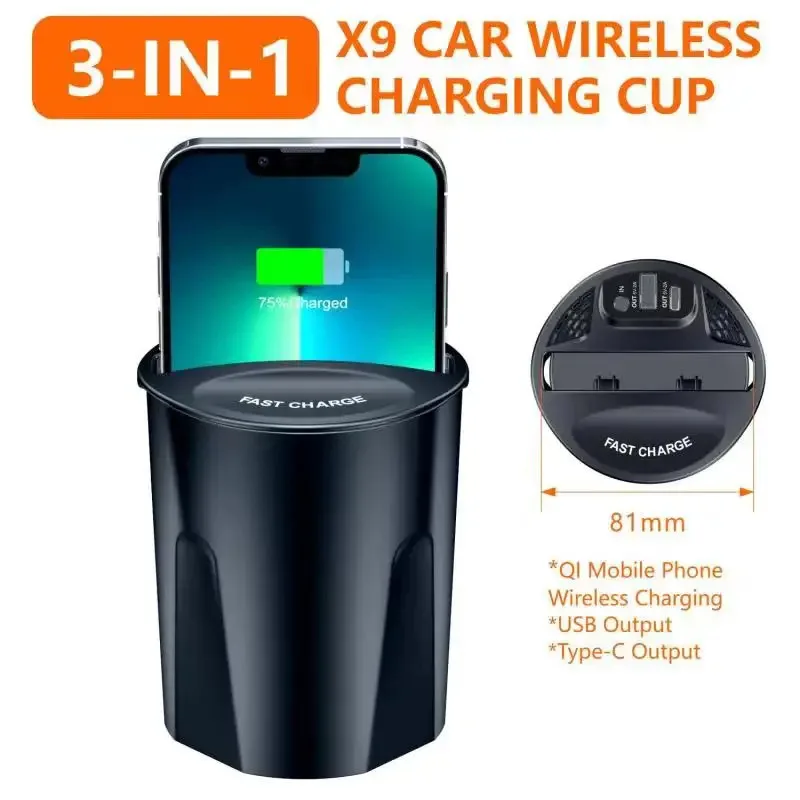 3in1 fast charging car charger 120w retractable cable and 2 USB ports