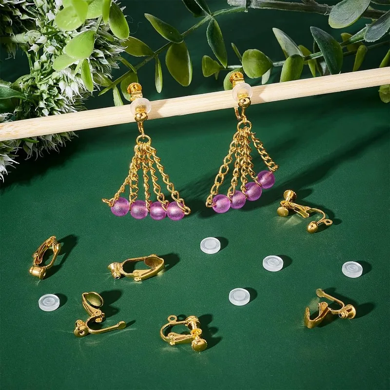 1 Pudełko 12Pcs 2 Style Clip-on Earring Findings Stud Clip On Earring Converter Clip On Dangle Earring Post Earring Clips Mosiężny kolczyk — zdjęcie 6