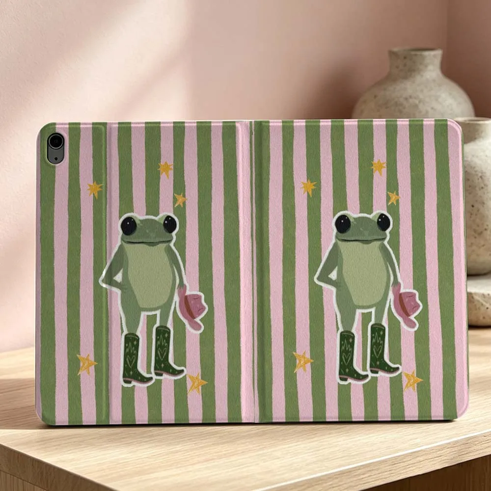 

Art Striped Frog Pattern Soft For iPad Pro Air mini 7 6 5 4 3 2 1 9gen 8gen M5 M4 11th 10th A17 Pro A16 Inch Tablet Case