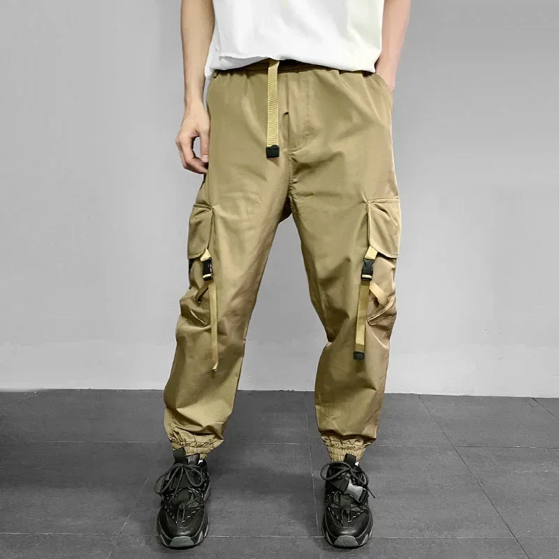 European and American High Street Personality Three-dimensional Multi-pocket Overalls Men's Casual Bunched Feet American Pants