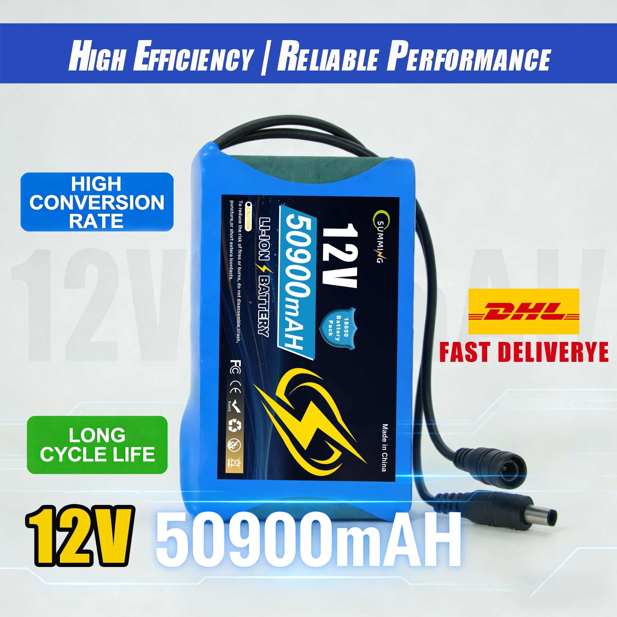 

12.6V 50000mAh 3S LiFePO4Battery Pack 12V 50Ah 100% New Rechargeable Solar☀️System Battery + Charger Kit