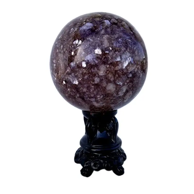 Natural Stone Lepidolite Crystal Sphere Home Decor Feng Shui Ornaments Witchcraft Meditation Energy Spirit Healing Ball
