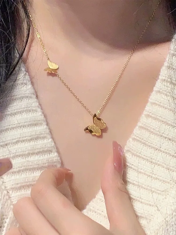 

10 шт., сладкий двухслойный кулон-бабочка из нержавеющей стали, модные аксессуары, праздничный подарок для девочек