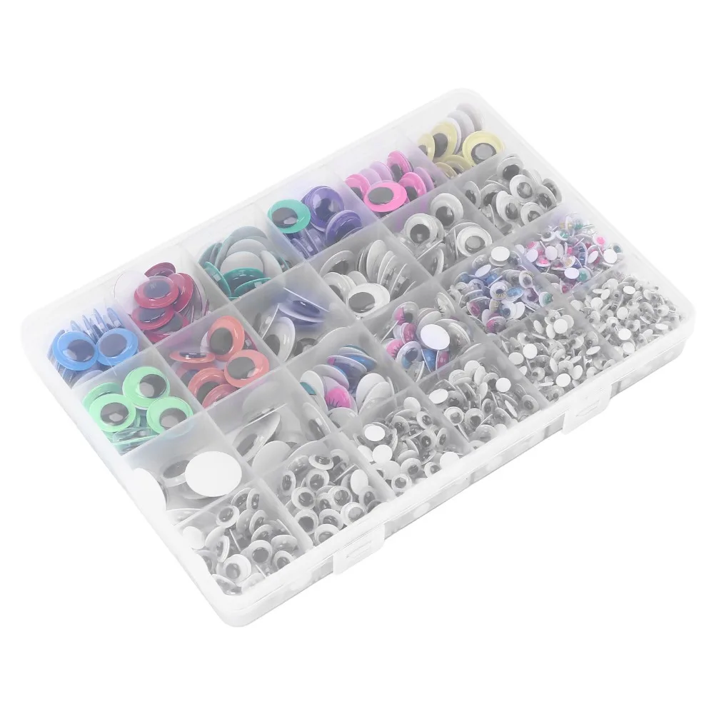 

1700pcs Multi Colors Googly Eyes Different Sizes With Storage Box Self Adhesive Eyes Self Adhesive Colorful Wiggle Eyes