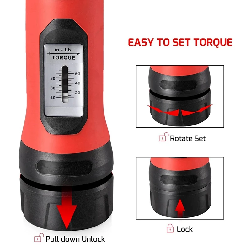Preset Adjustable 10-65In.Lb Manual Torque Screwdriver Window Torque Screwdriver Bicycle Repair Tool