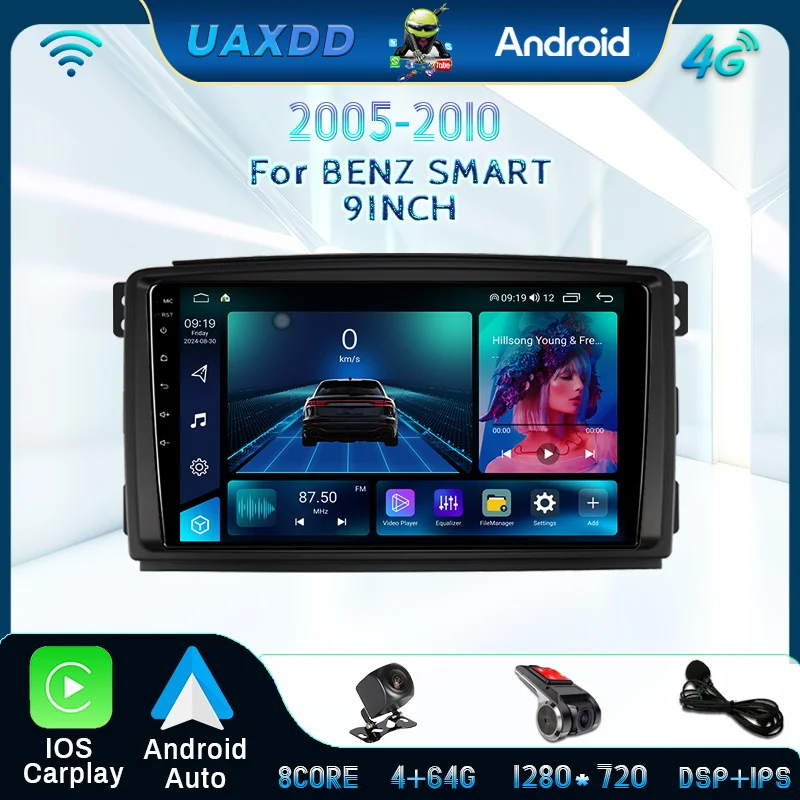 

Car Radio For BENZ SMART 2005-2010 Android Wireless Carplay Camera Auto Multimedia Player 2 Din GPS Interior stereo radio 9inch