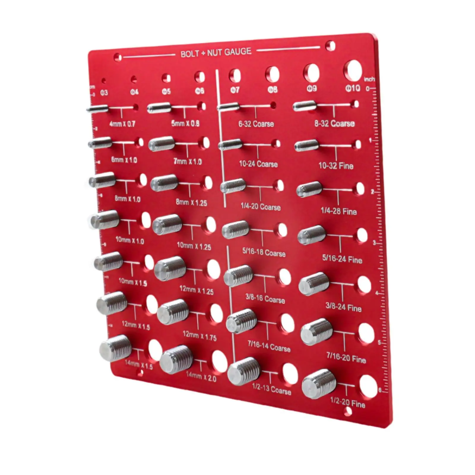 Nut and Bolt Thread Checker Square Multifunctional Red Color Screw Size Gauge High Performance 28 Specifications Thread Checker