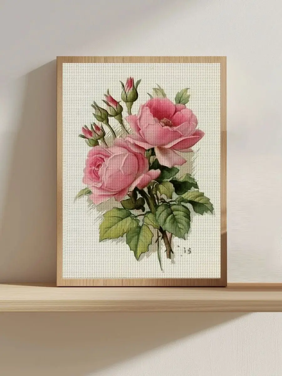 1 Stück 30x40 cm/11,8*15,74 Zoll Blumen-Motiv Kreuzstich-Set DIY-Kit 11CT/14CT DIY-Stickset Kreuzstich-Set Joy Sunday – Detail 1