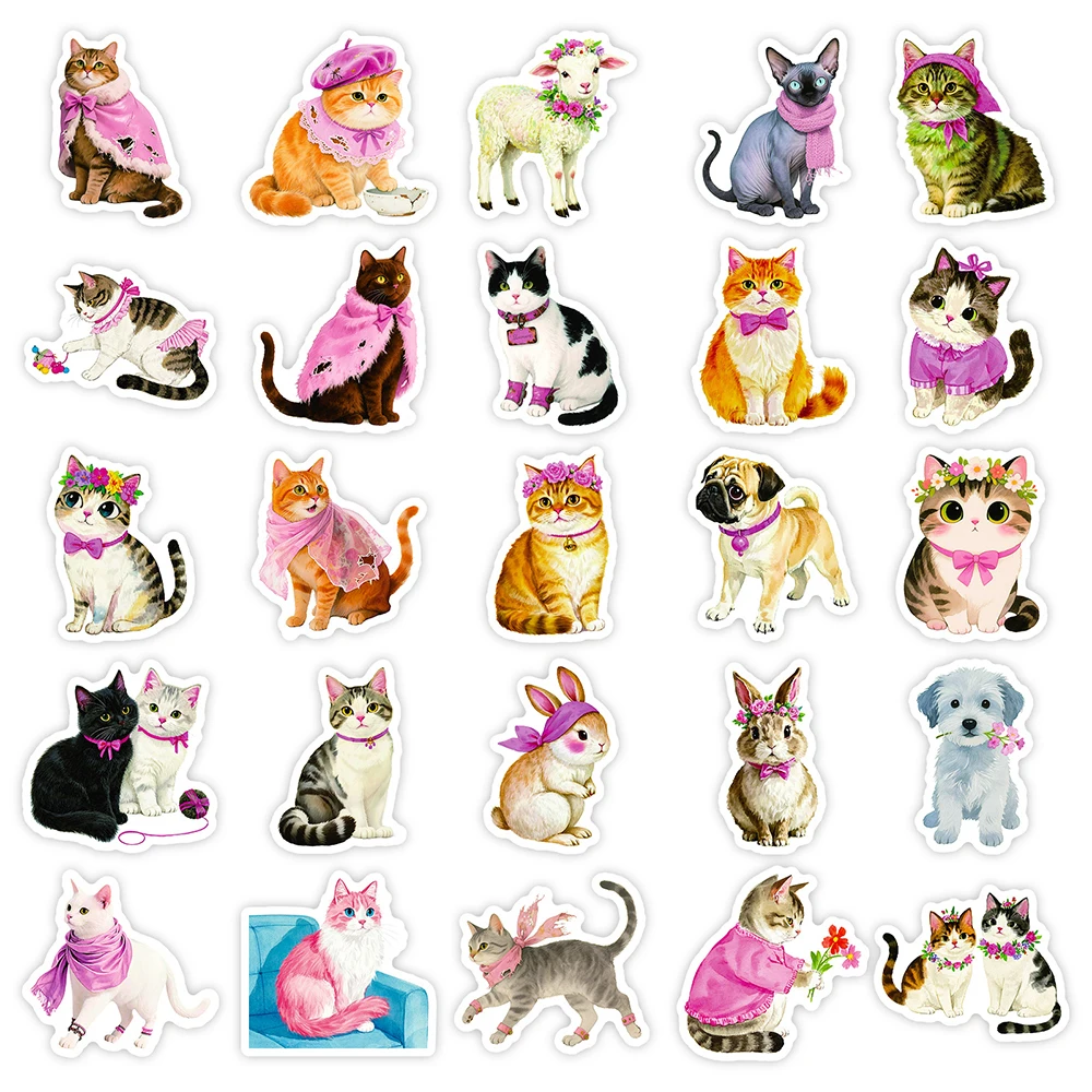 10/30/56pcs Kawaii Cat Dog Cartoon Graffiti Stickers Cute Animal Aesthetic Decals Luggage Diary Phone Decoration Sticker Kid Toy