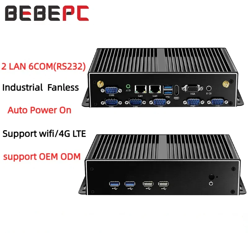 Mini komputer przemysłowy bez wentylatora Dual LAN 6*COM 4G LTE Core i5 4200U i7 4500U J1900 HD WiFi 6*RS232 RS485 Windows 11 Linux Komputer