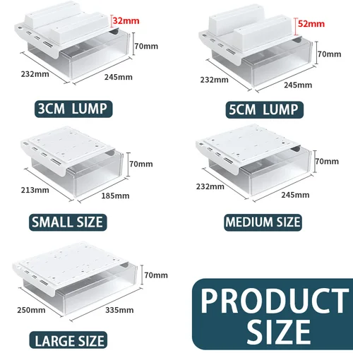 Imagen 2 del producto Organizador de cajones debajo del escritorio de gran capacidad: sin perforaciones con riel extraíble, caja de almacenamiento para oficina/hogar para artículos diversos