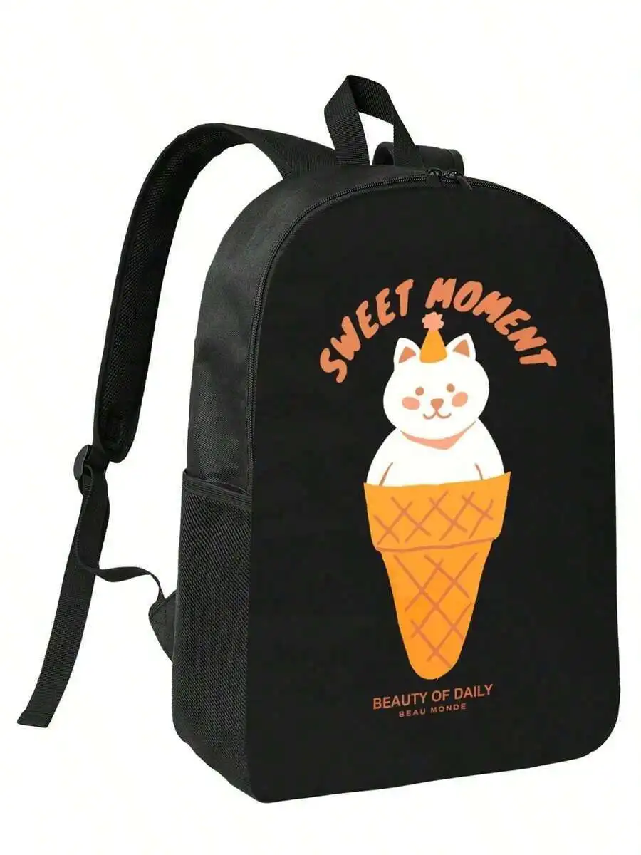 

Cat Ice Cream Cone Waterproof Backpack Large Capacity Anti-Theft Laptop Bag Travel School College Work Casual Lightweight