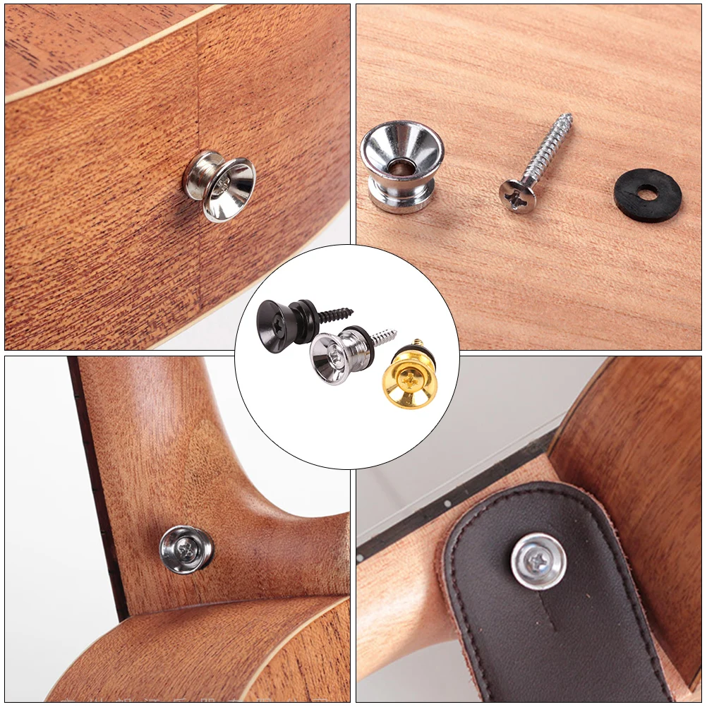

9 Pcs Copper Guitar Strap Lock Non Anti Falling Buckle Bass Button Latch For Electric Guitar Basses Stability