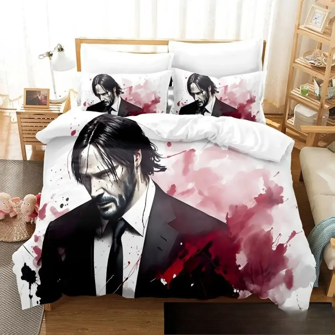 3D HD printed Movie John Wick Bedding Sets John Wick Duvet Cover Bed Set Quilt Cover Pillowcase Boys Adult Home Textile