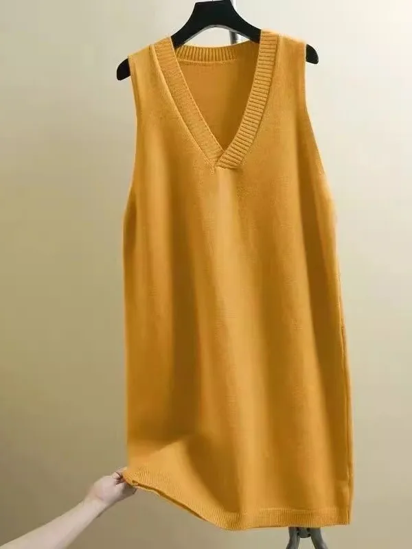 

Женский жилет средней длины, юбка Svel V-Ne, однотонная верхняя одежда, модный ленивый слэ, осенне-зимний эффект похудения