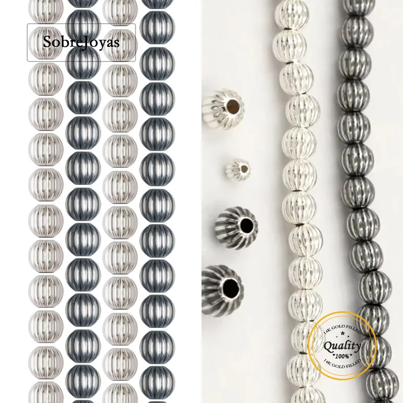 

925 Sterling Silver Straight Corrugated Beads DIY Handmade Jewelry Accessories Findings Silver Beads