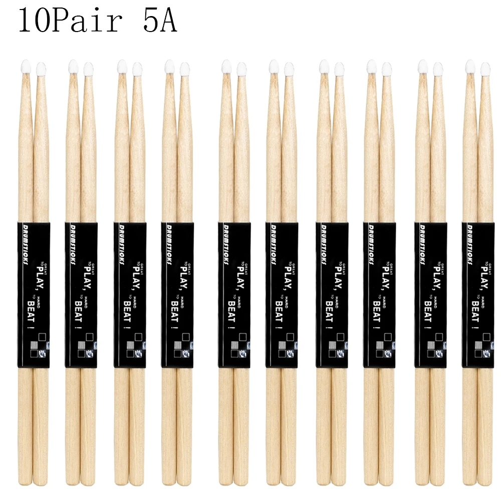 1/5/10 Paar Ahornholz Drum Sticks 5A 7A Elektronische Drum Rack Nylon Spitze Drumsticks Musical Sticks Percussion Instrumente Werkzeuge – Detail 6