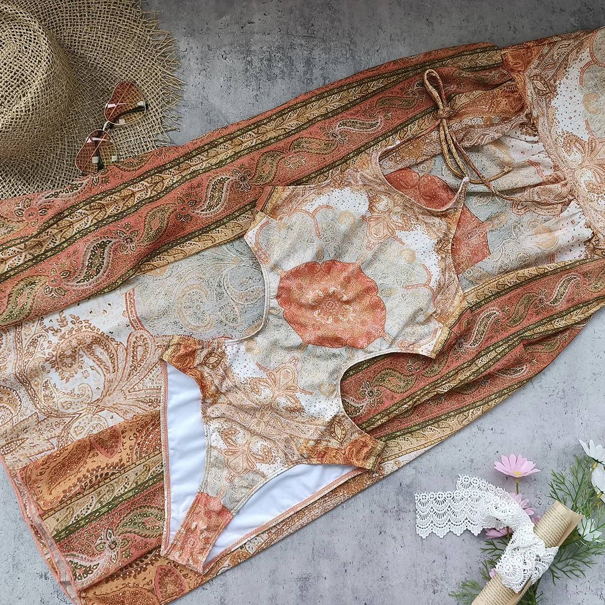 Sexy Bikini Set Backless Frauen Badeanzug Weibliche High Neck Print Bademode Langen Rock Bikini Set Badeanzug Bademode Cover Up