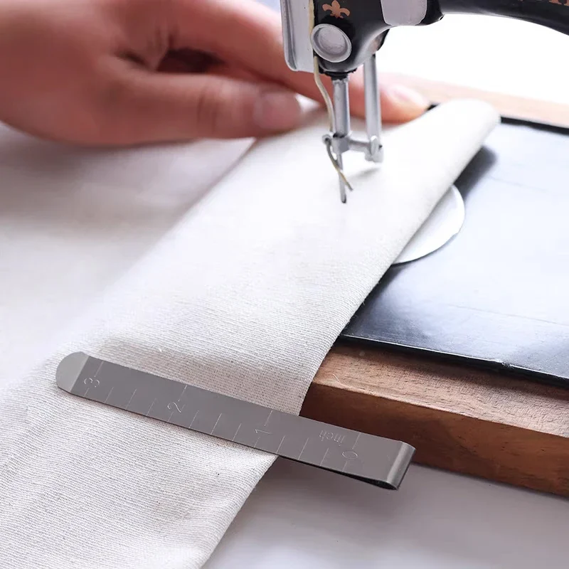 Stainless Steel Sewing Clips Hemming Ruler Clip Machining and Hand Sewing Fixing Ruler Clothing Stitching Pinning Marking Tool