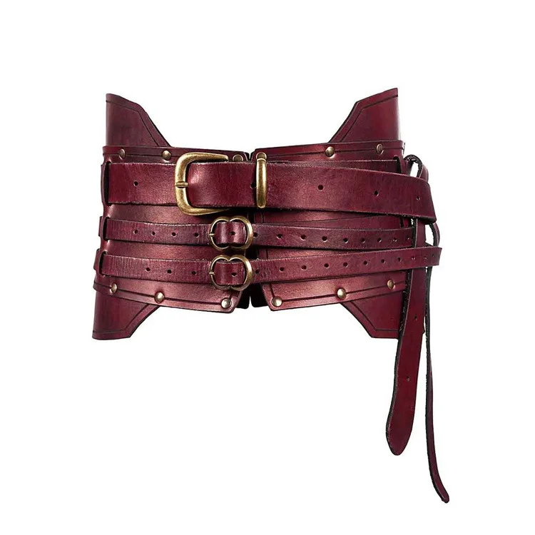 Medieval Renaissance Steampunk Elves Pirate Costume Props PU Leather Belt Halloween Gothic Armor Leather Coats Props