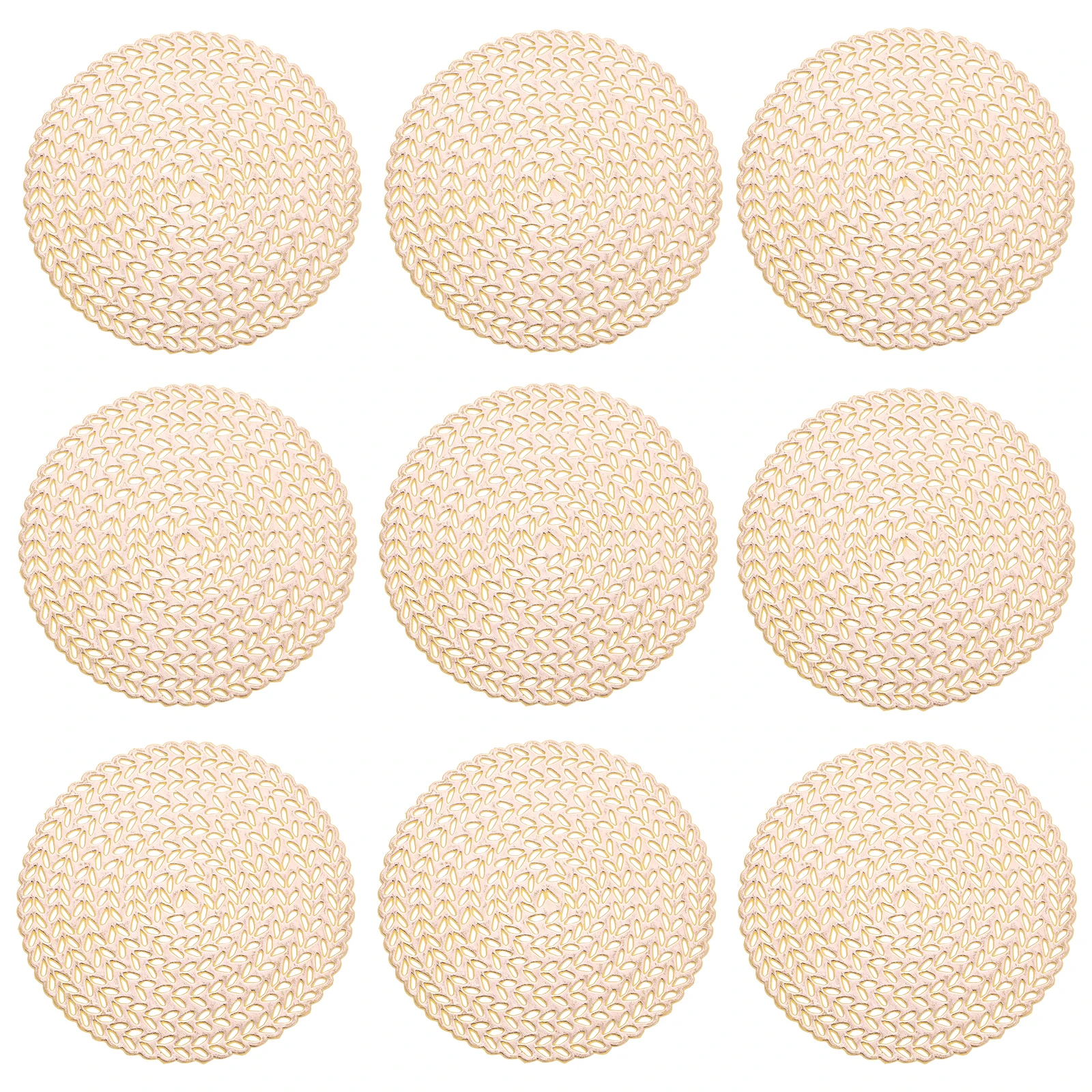 

10pcs Round Hollow PVC Coasters Wear Resistant Fashionable Minimalist Home Hotel Restaurant Celebration Mats