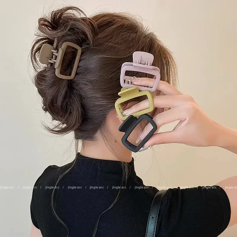 Pinzas en forma de garra para el pelo para mujeres y niñas, pinza cuadrada de cola de caballo alta de 5,2 cm, accesorios de peinado antideslizantes mate Simple coreano