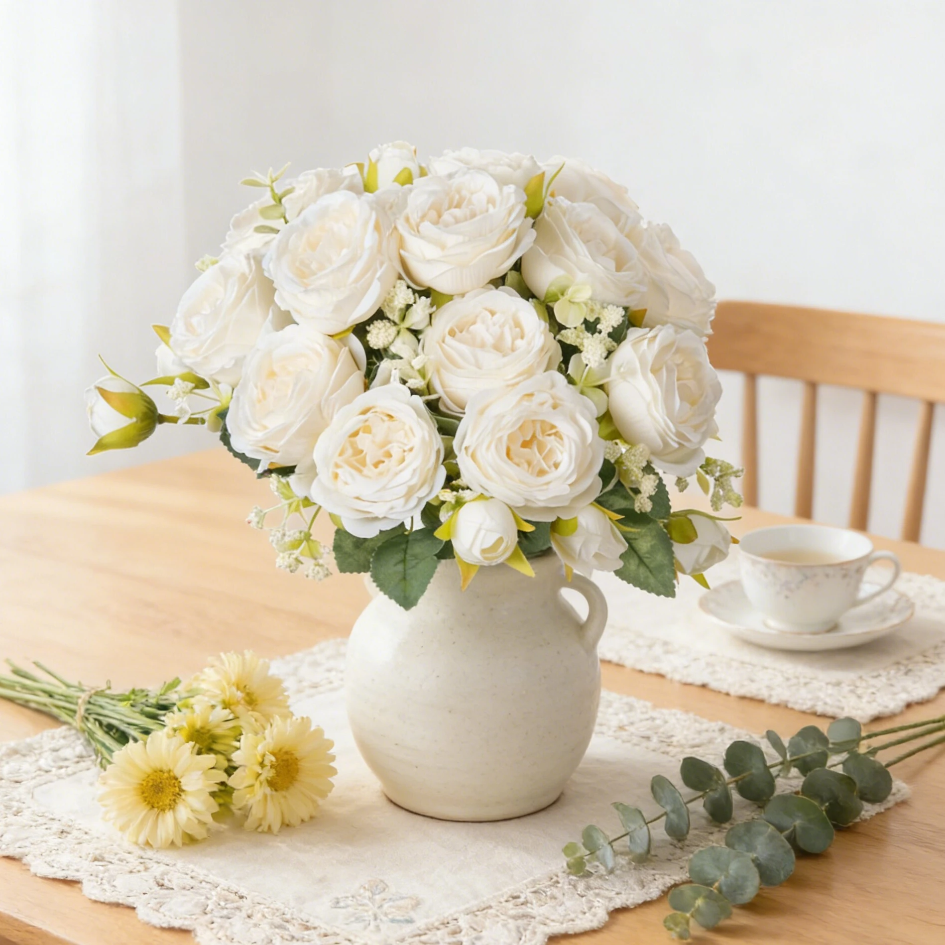 Künstliche Blumen Seiden-Pfingstrosen Heim-Tischvasen Deko Festival-Kranz Hochzeits-Brautstrauß Zubehör DIY Geschenke