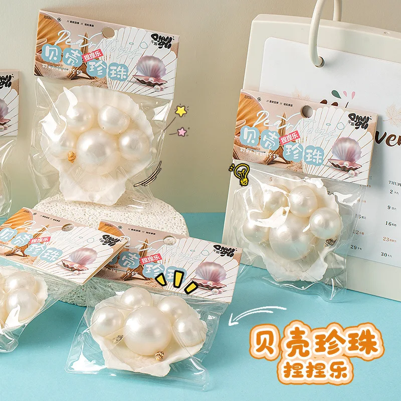 

Handmade Noisy Squishy Ball for Adults White Pearl Sensory Fidget Toys forStress Relieve Squeeze Toys
