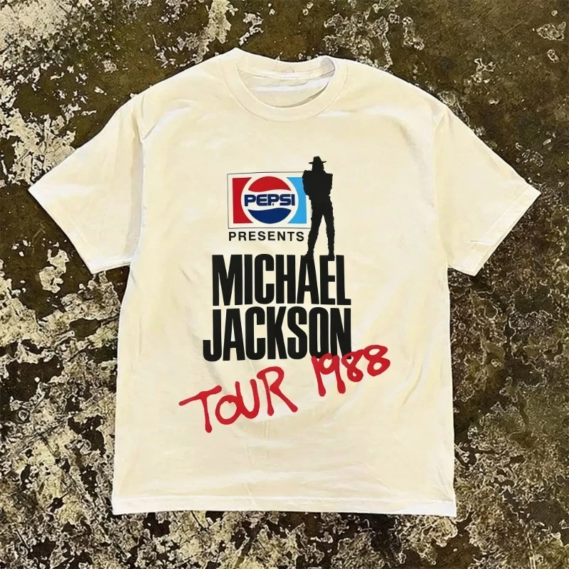 2026 New MJ Michael Jackson 1988 Tour Graphic Cotton T-Shirt High-Quality Summer Men's Clothing Women's Vintage Fashion T Shirt