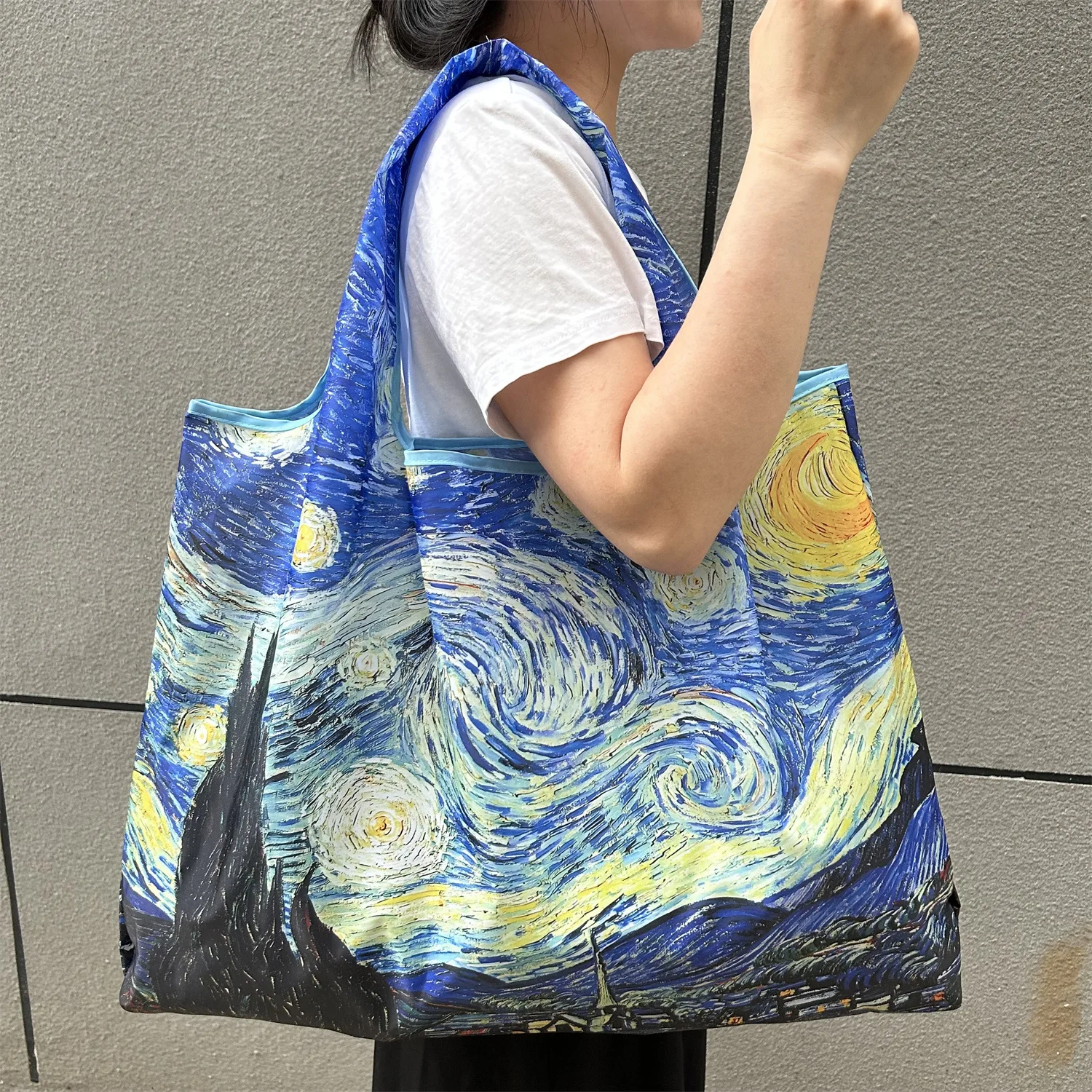 Travel Tote Tear-Resistant Portable Shoulder Handbag Foldable Shopping Bag Moisture-Proof Large Tote Bags For Daily Shopping