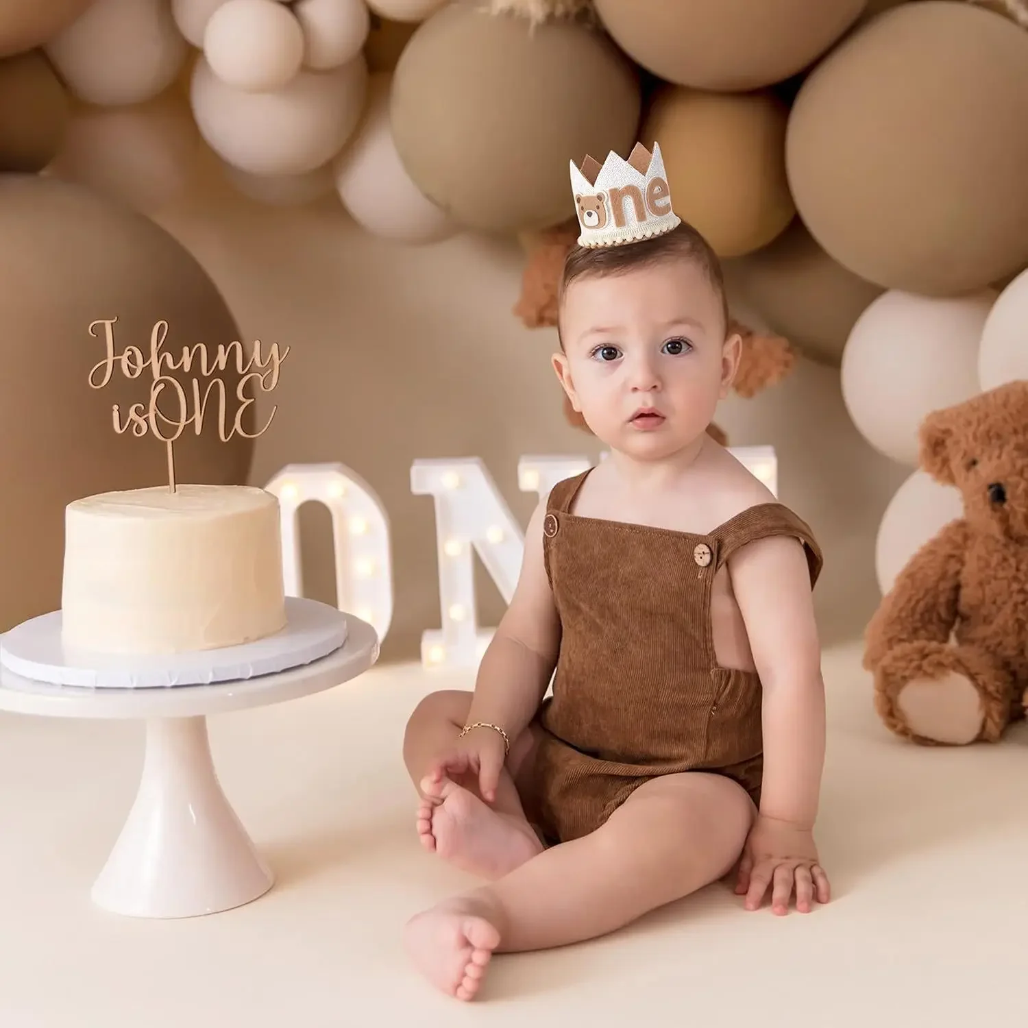 Little Bear 1st Birthday Hat Crown One Birthday Party Decoration Kids Boy Girl Baby Shower Party Supplies Photo Venue Layout