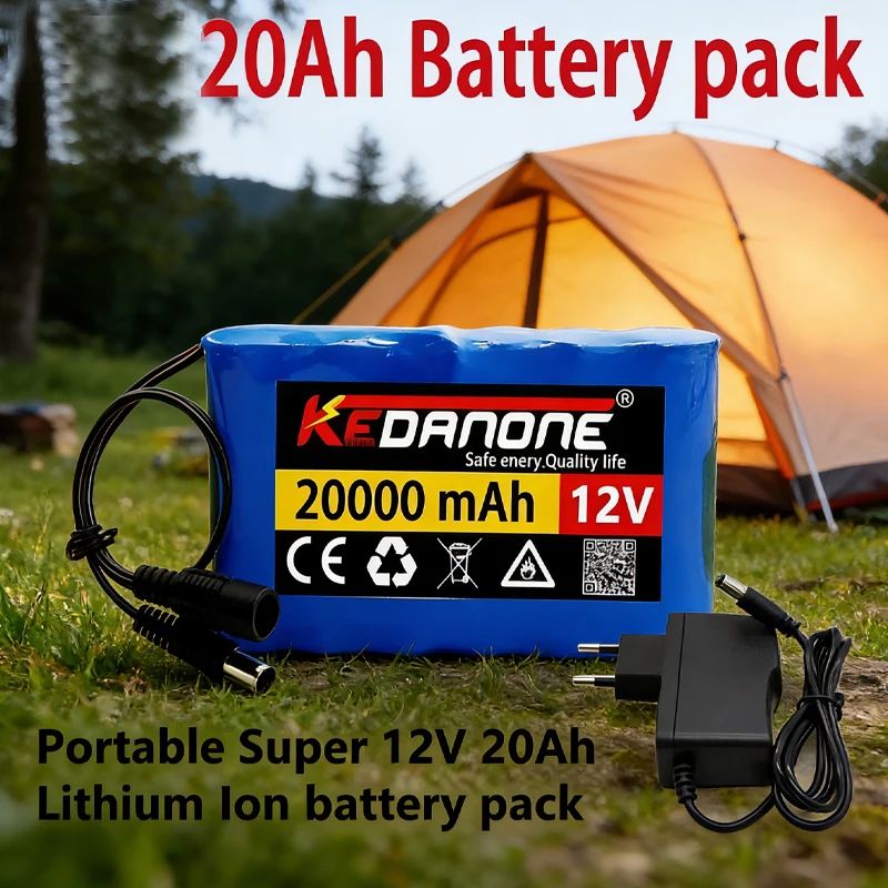 

Портативный супермощный аккумулятор 12В 30000мАч, перезаряжаемый литий-ионный аккумуляторный блок емкостью 12.6В 30Ач для камер видеонаблюдения + зарядное устройство