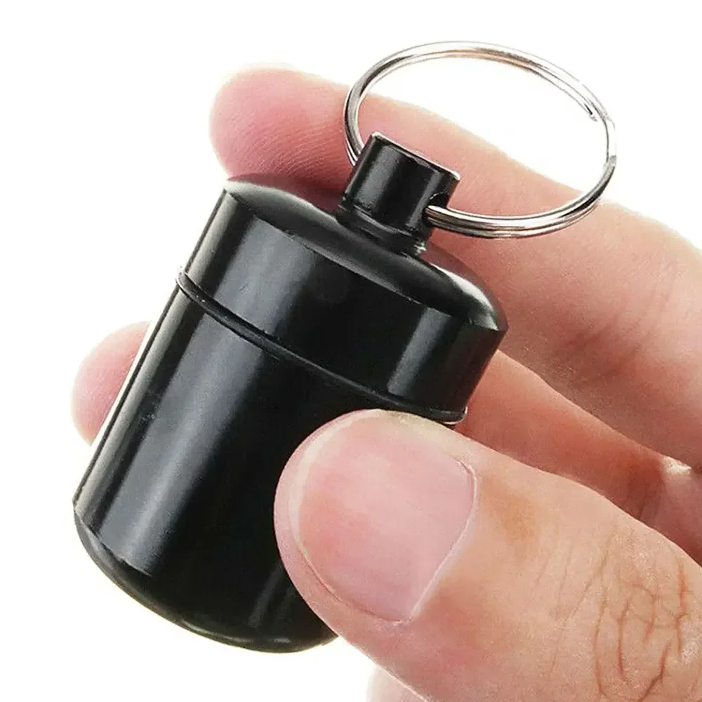 Portable Compact Waterproof Aluminum Pill Box Keychain Holder Daily Carry Travel Essential Health Care Accessory