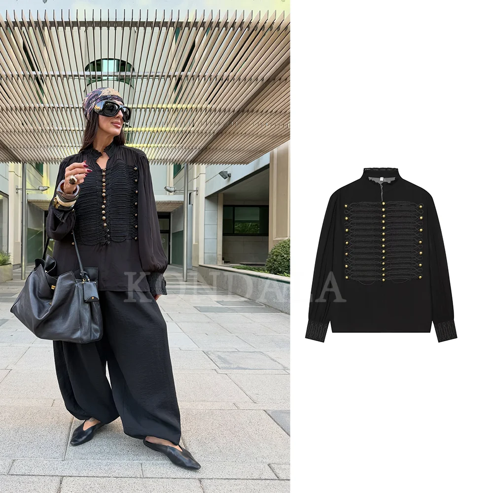 KONDALA 2026 Spring Autumn Elegant Fashion Women Shirts Garden Party Commuter Style Date Dinner Hiking Holiday Ladies Shirts