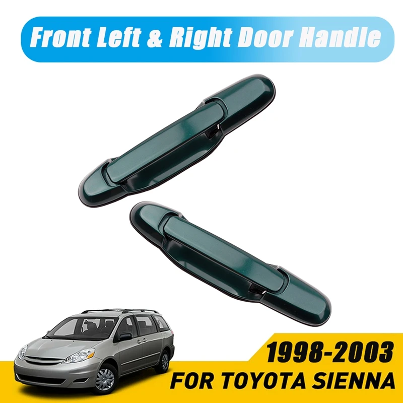 Rear Outside Exterior Sliding Door Handle Pair Set For 1998-2003 Toyota Sienna Rear Driver And Passenger Side Green